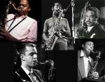 Clockwise starting on the far-left: Stanley Turrentine, Don Byas, Johnny Griffin, Lucky Thompson, and Warne Marsh